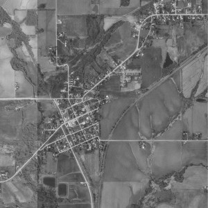 Beacon, Iowa aerial view during the 1990's.